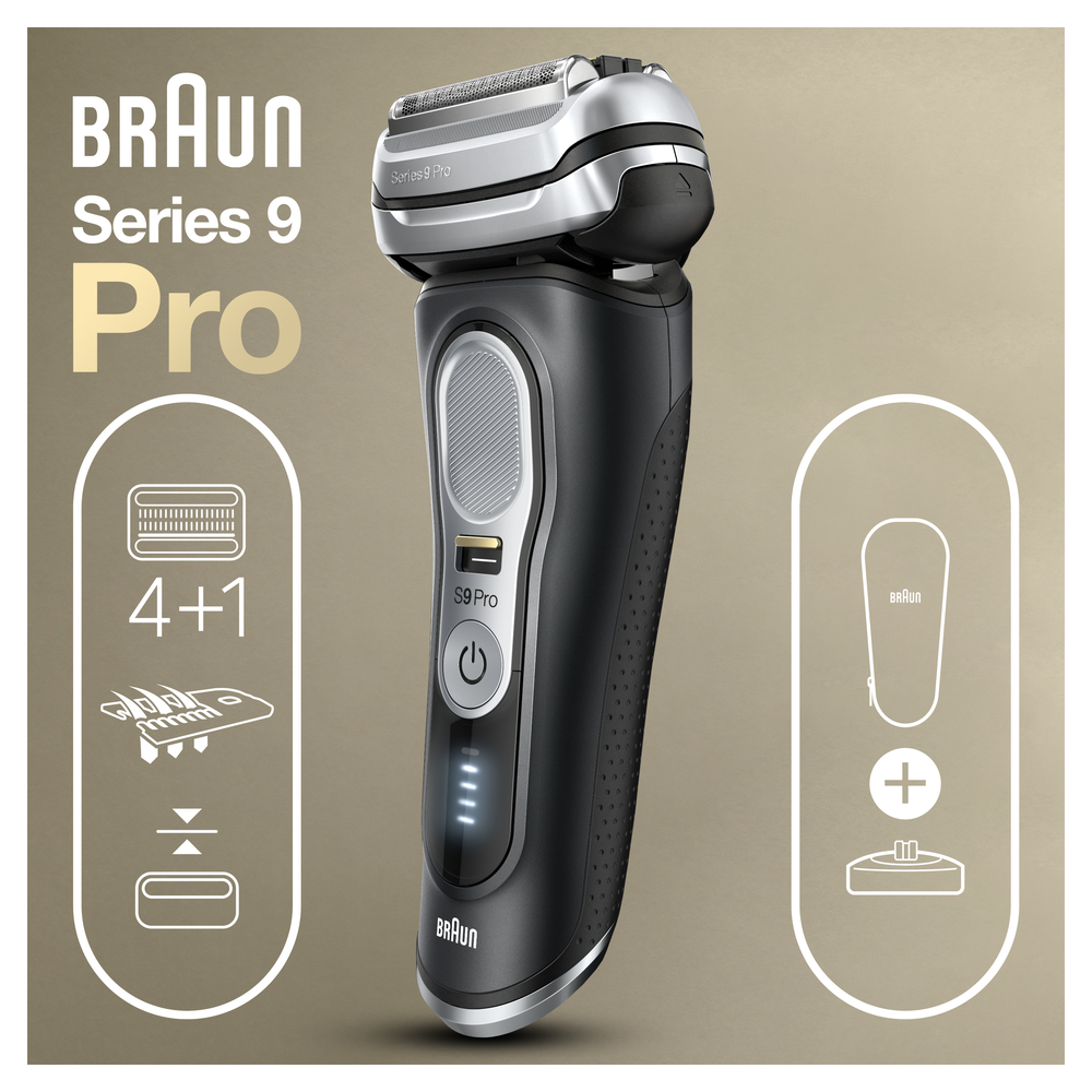 BRAUN 9410S Series 9 Pro Nass- und Trockenrasierer Wet&Dry Schwarz (inkl. Charging-Stand) Nass- und Trockenrasierer (Akkubetrieb, Schwarz, Wet & Dry)