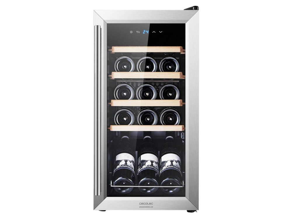 Vinoteca - Cecotec 02343 GrandSommelier 15000 Inox Compressor, Compresor, 15 botellas, 5 - 18 ºC, LED, Negro