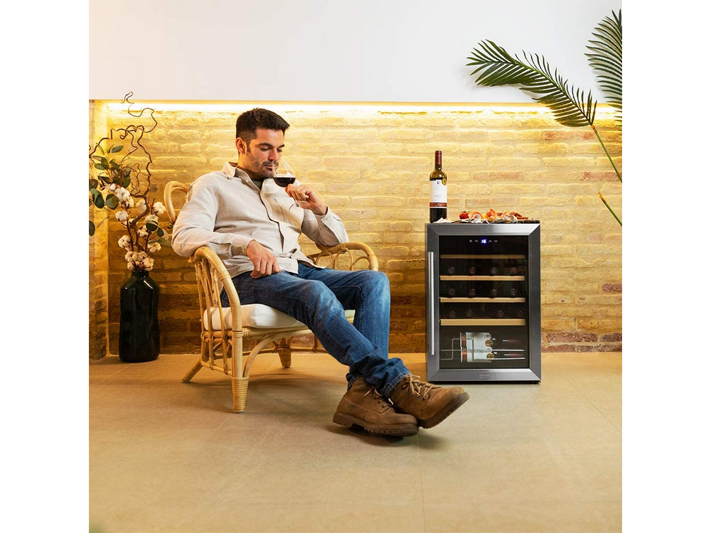 Vinoteca - Cecotec 02344 GrandSommelier 20000 Inox Compressor, Compresor, 20 botellas, 5 - 18 ºC, LED, Negro
