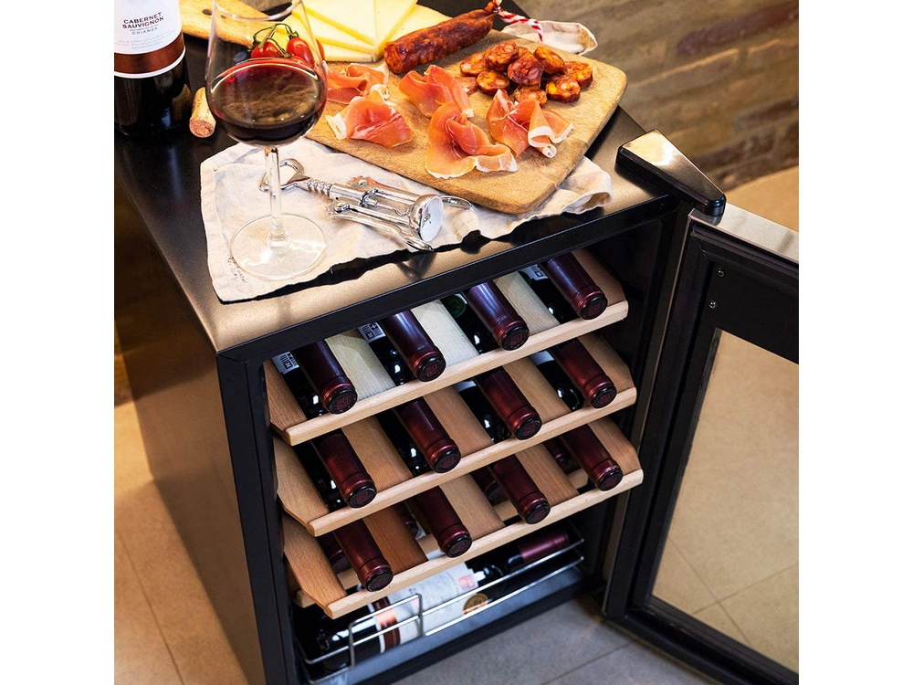 Vinoteca - Cecotec 02344 GrandSommelier 20000 Inox Compressor, Compresor, 20 botellas, 5 - 18 ºC, LED, Negro