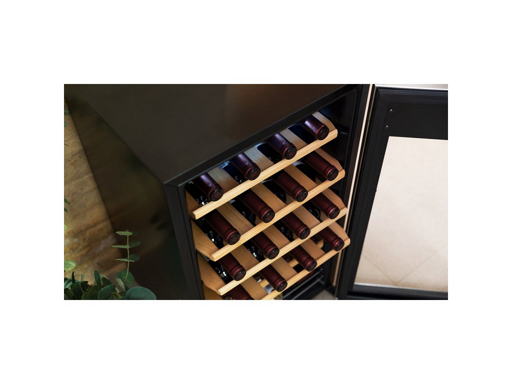 Vinoteca - Cecotec 02345 GrandSommelier 24000 Inox Compressor, Compresor, 24 botellas, 5 - 18 ºC, LED, Negro