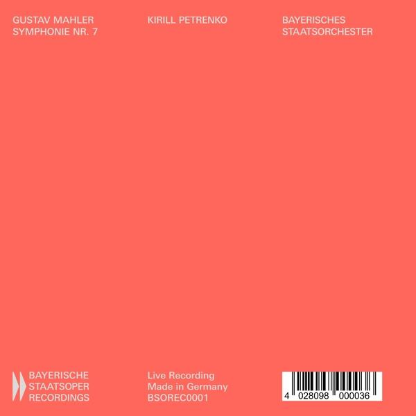 Pochette de CD rouge pour la Symphonie n°7 de Mahler, avec Kirill Petrenko et l'Orchestre d'État de Bavière.