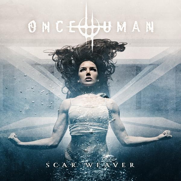 Pochette d'album pour Once Human - Scar Weaver. Femme dans l'eau, bras tendus. Sombre, artistique.