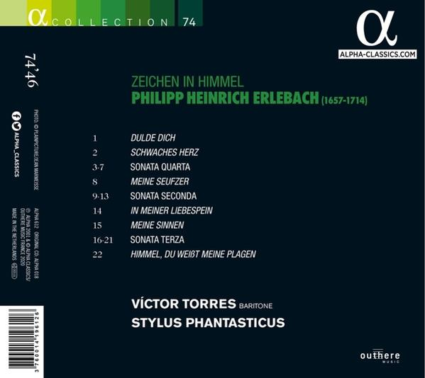 CD-hoes met muziekdetails. Tekst in het Duits, met de titel 'Zeichen in Himmel' en de naam van een bariton.