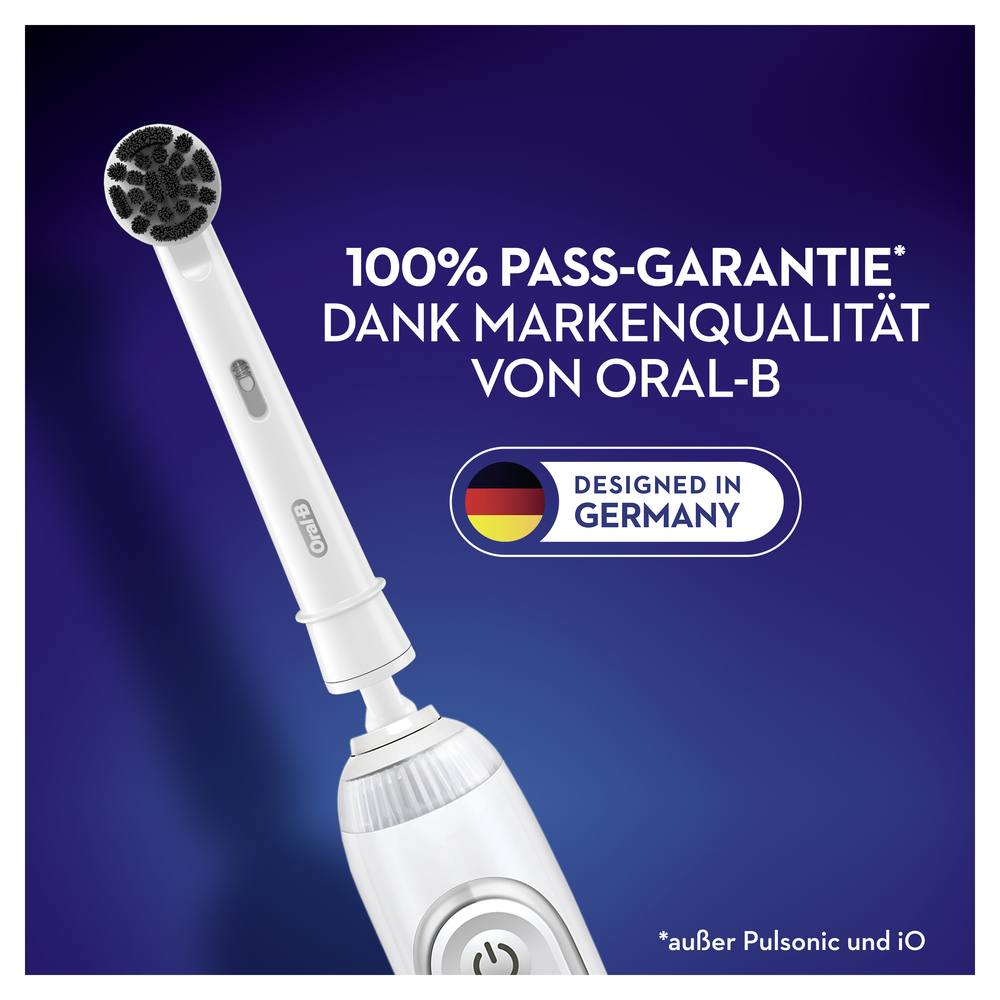 Eine elektrische Zahnbürste von Oral-B, mit dem Markennamen und einem deutschen Flaggen-Design.