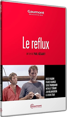 Couverture DVD du film 'Le Reflux'. Deux hommes regardent vers le bas, avec le titre en blanc sur fond rouge.