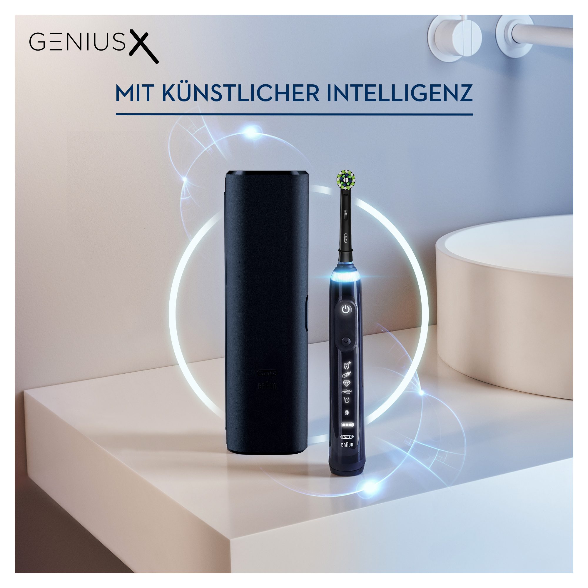 ORAL-B Genius X mit Reiseetui Elektrische Zahnbürste Midnight Black