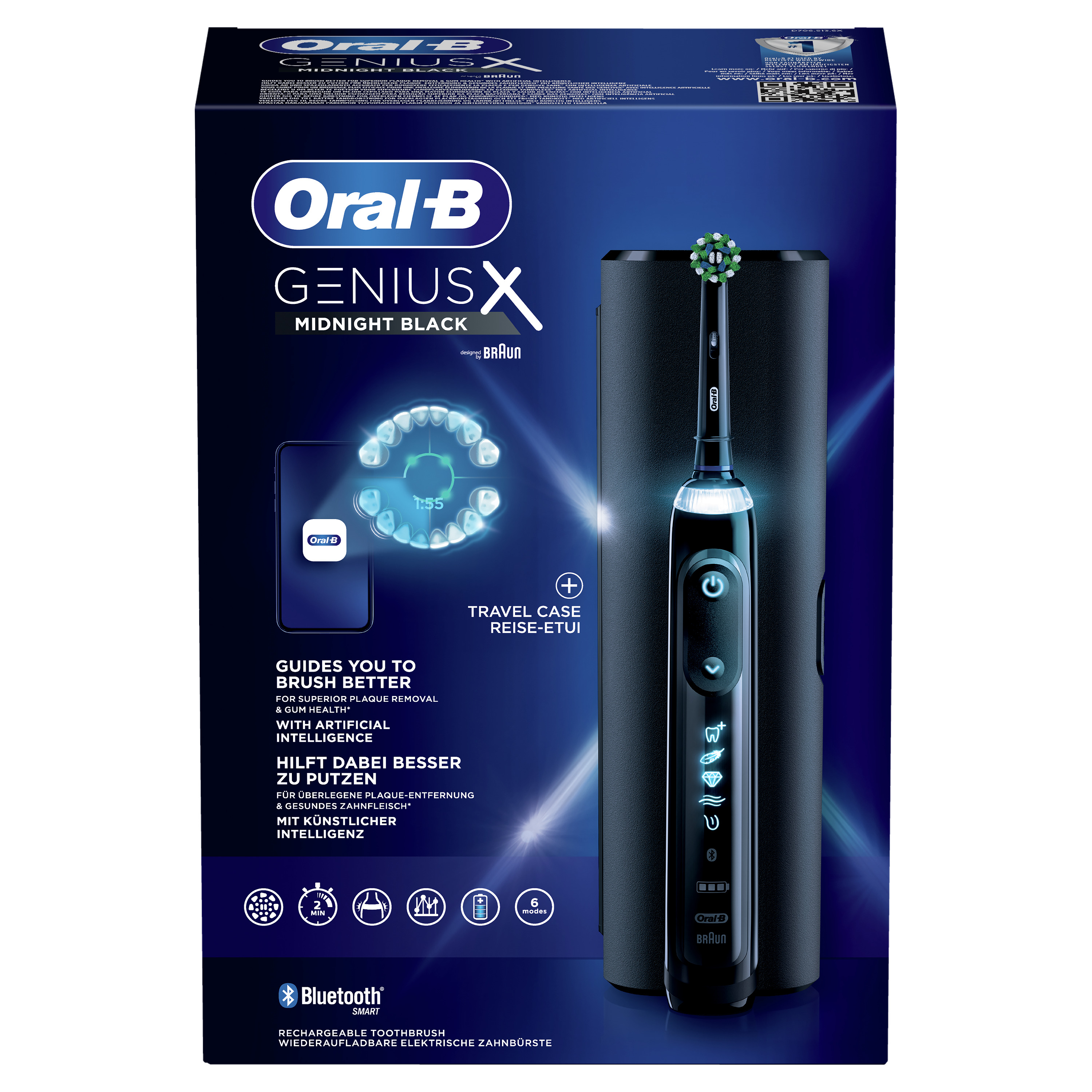 ORAL-B Genius X mit Reiseetui Elektrische Zahnbürste Midnight Black