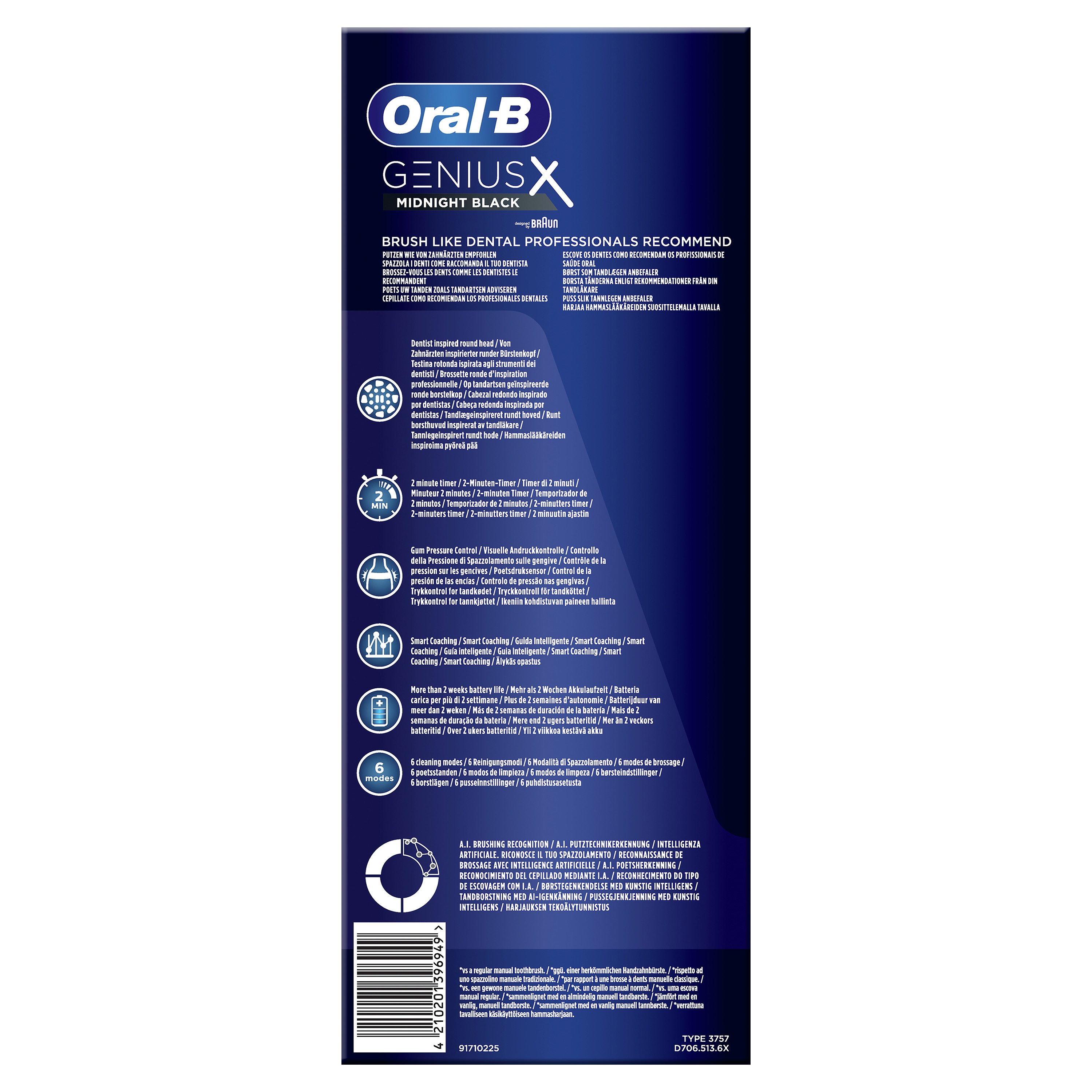 ORAL-B Genius X mit Reiseetui Elektrische Zahnbürste Midnight Black