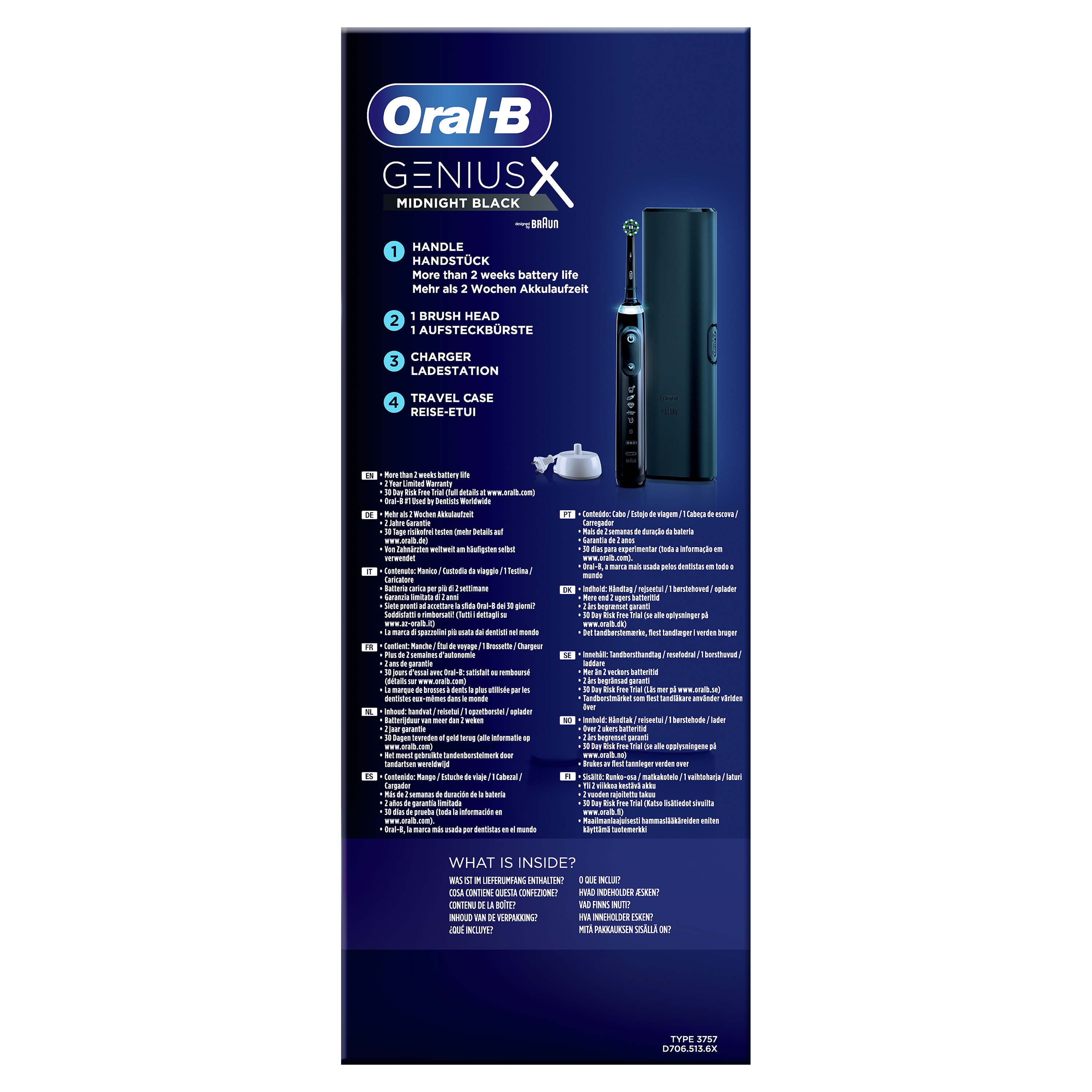 ORAL-B Genius X mit Reiseetui Elektrische Zahnbürste Midnight Black