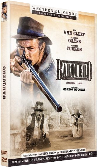 DVD-hoes van de film Barquero met een man die met een geweer mikt. De titel van de film staat op de hoes.