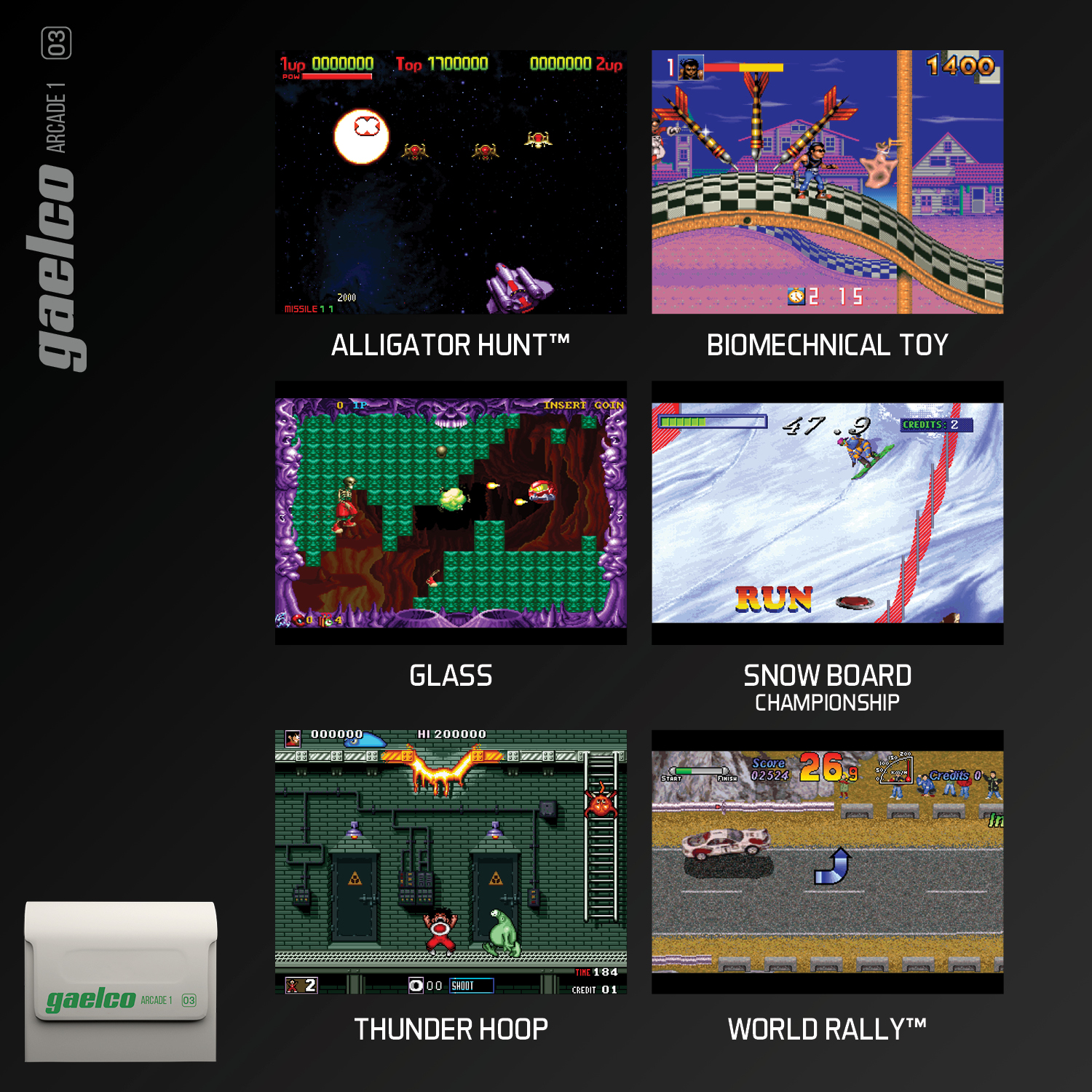 Eine Collage von Retro-Arcade-Spiel-Screenshots mit Spieltiteln und Logos.