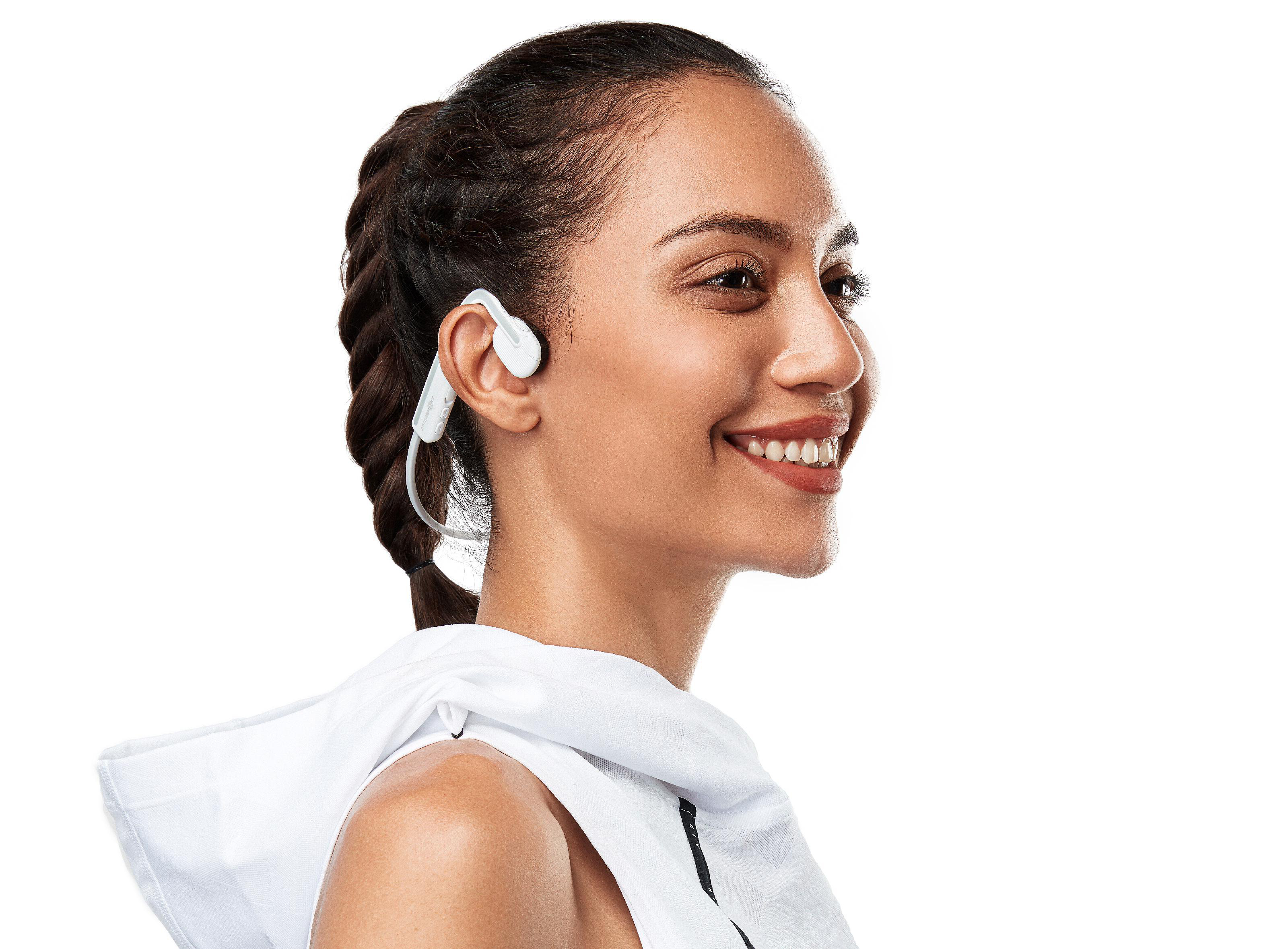 Kopfhörer OPENMOVE, Bluetooth AFTERSHOKZ Weiß Neckband
