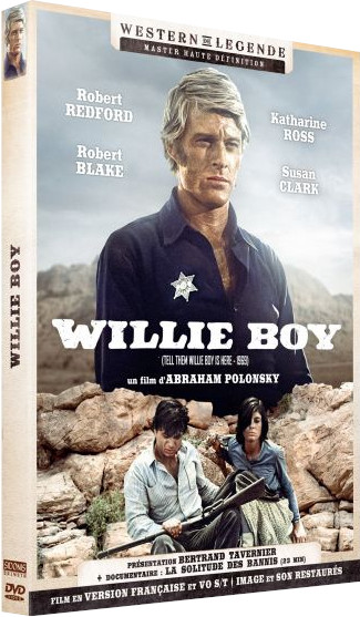 Couverture DVD du film "Willie Boy" avec Robert Redford. Le fond est une scène désertique.