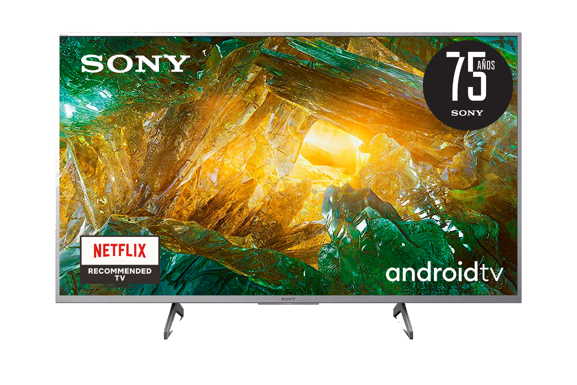 TV LED 49" - Sony KD49XH8077, UHD 4K, HDR, X1, SmartTV (AndroidTV), Asistente de Google, Triluminos, Plata