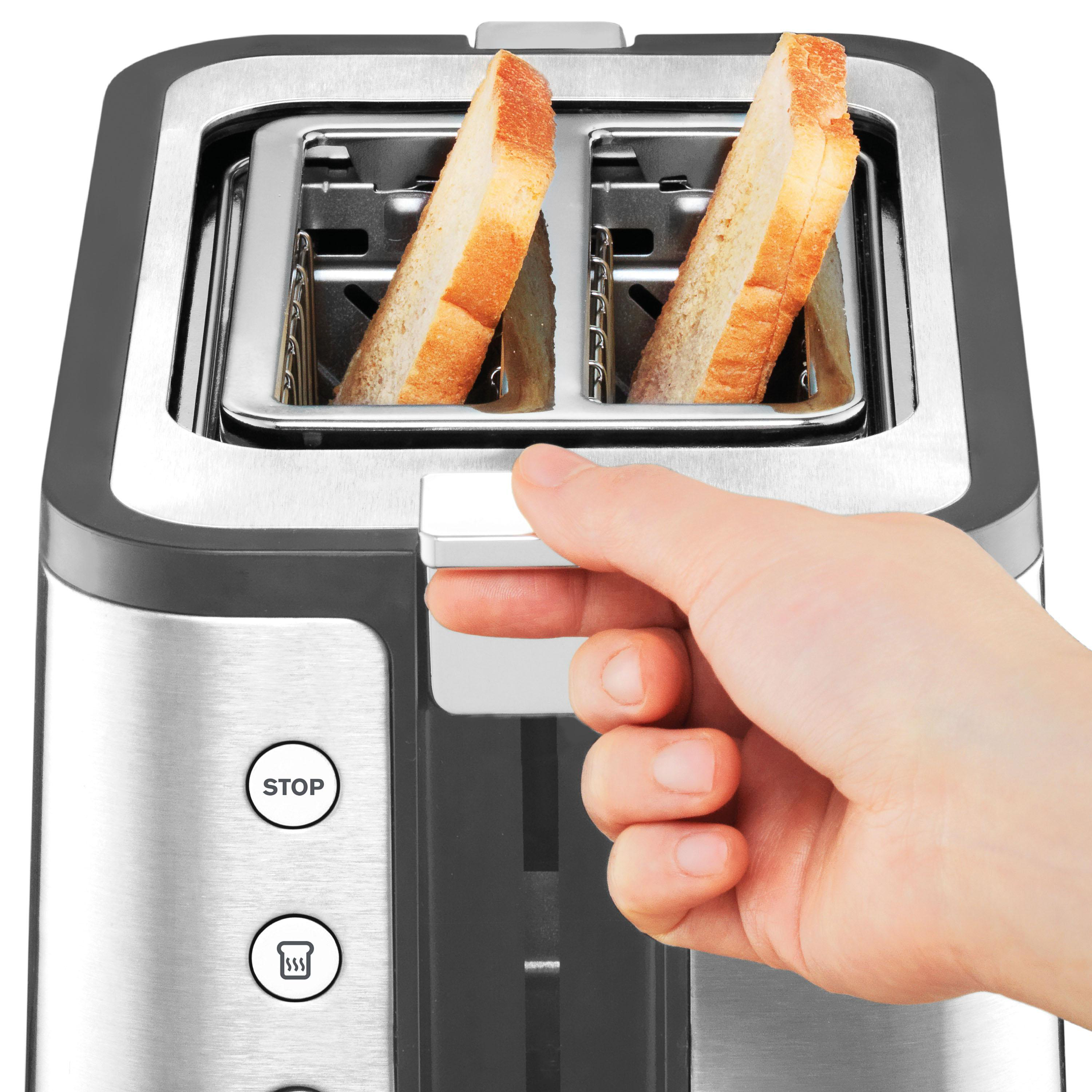 2) KRUPS Toaster Schlitze: Edelstahl/Schwarz Toaster KH442 Control (720 Watt, Premium Line