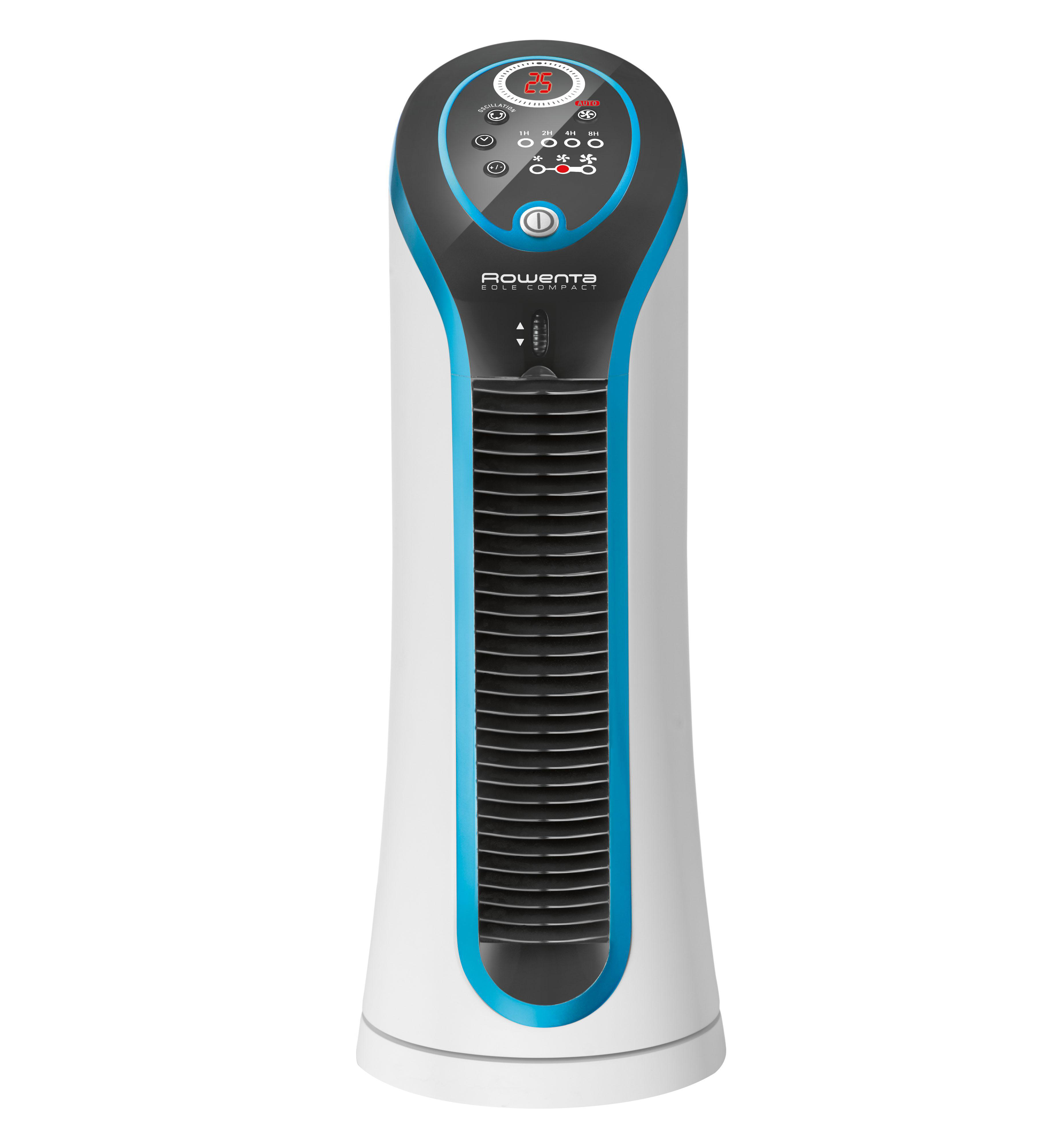 ROWENTA VU6210 Eole Compact Tischventilator Weiß/Blau Metallic (30 Watt)