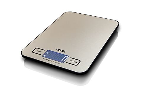 Balanza de cocina - Koenic KKS 10121 M, Hasta 10 kg, Función tara, Pantalla LCD, Plata