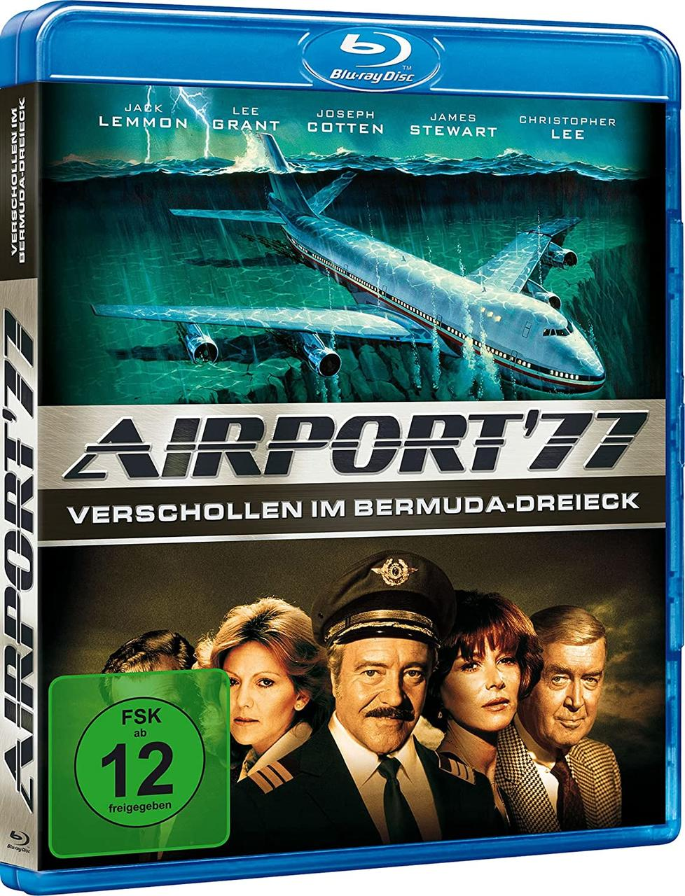 DVD-Hülle für Airport '77, mit Filmtitel, Schauspielern und einem abgestürzten Flugzeug.
