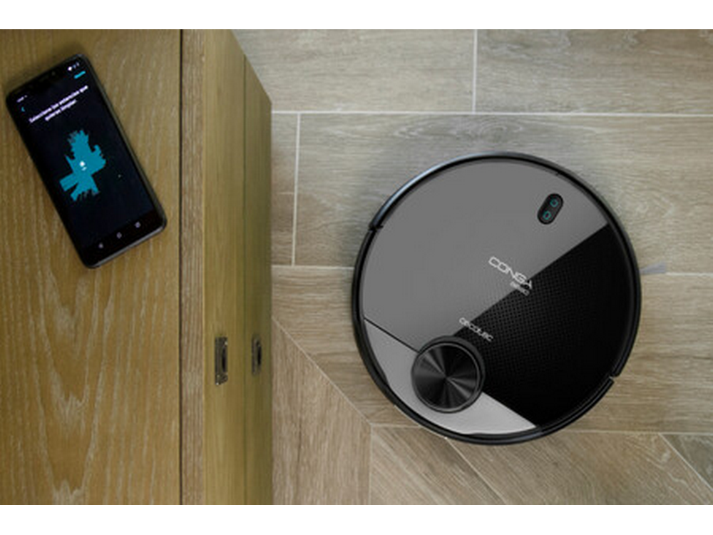 Robot aspirador - Cecotec Conga 3890 Titanium, 2300 Pa, 10 Modos de limpieza, Wi-Fi, 150 min, 64 dB, Negro