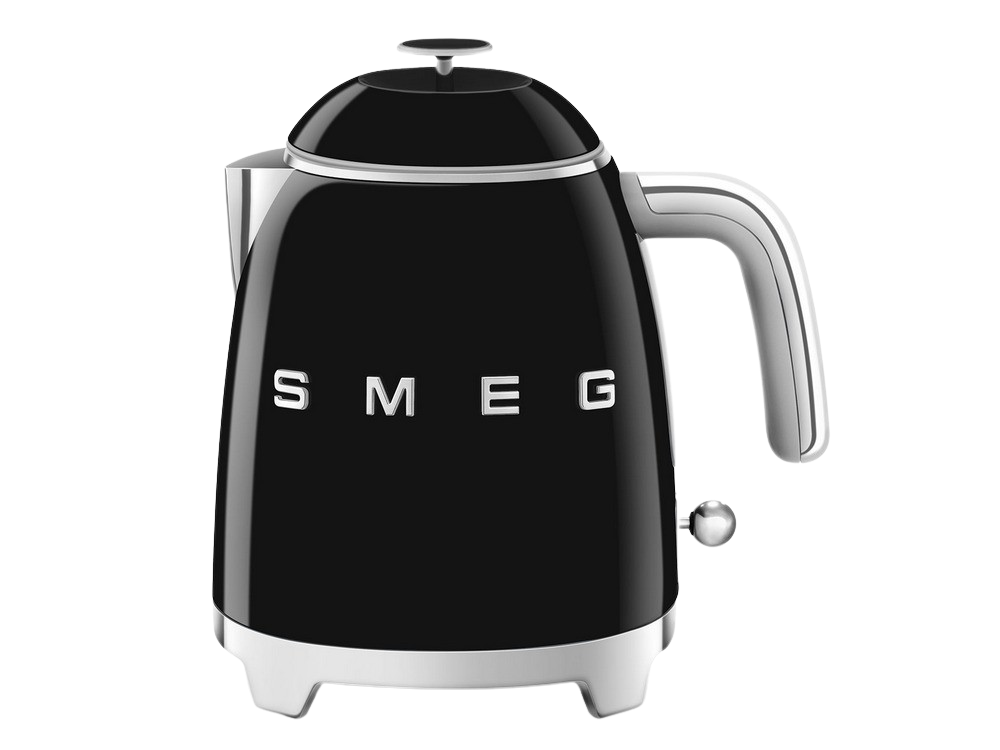 Hervidor de agua - Smeg KLF05BLEU Kettles 50's Style, 0.8 l, 1400 W, Filtro de Agua, Control mecánico, Negro