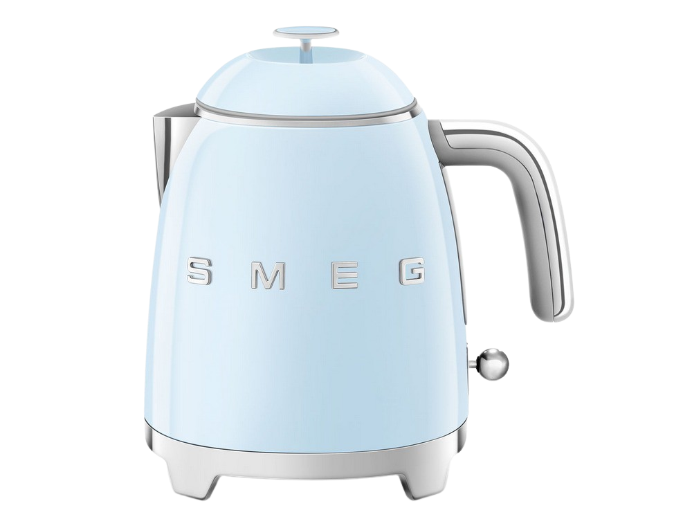 Hervidor de agua - Smeg KLF05PBEU Kettles 50's Style, 0.8 l, 1400 W, Filtro de Agua, Control mecánico, Azul