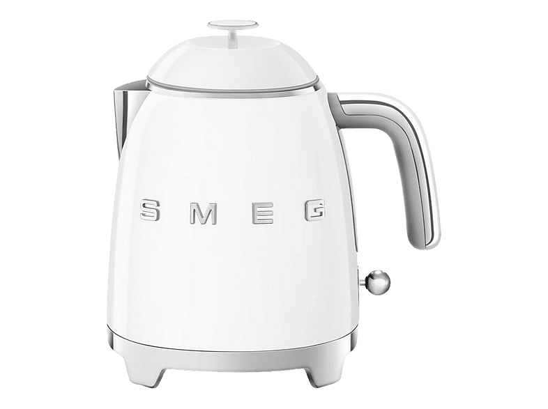 Hervidor de agua - Smeg KLF05WHEU Kettles 50's Style, 0.8 l, 1400 W, Filtro Agua, Control mecánico, Blanco