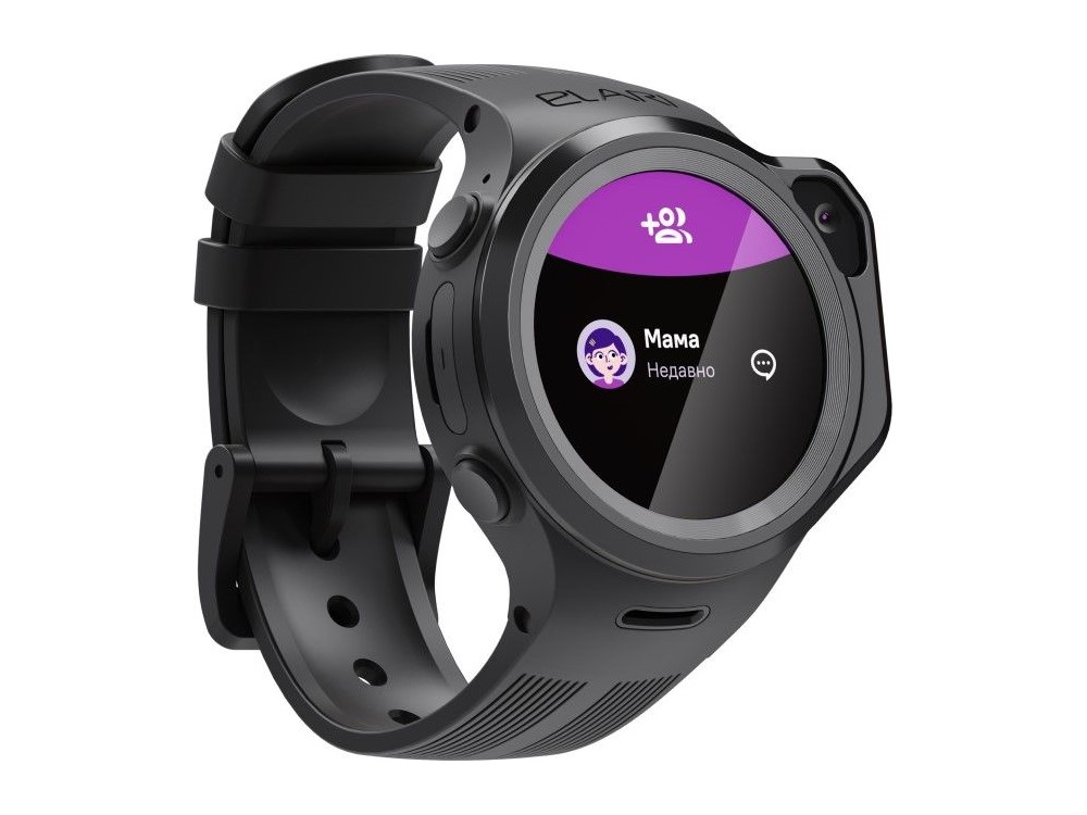 Smartwatch negra con pantalla redonda que muestra una notificación de llamada. Fondo blanco.