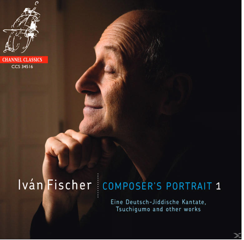 Album borítója. Egy férfi arcának profilja. 'Iv án Fischer, Composer's Portrait 1' felirat. Sötét háttér fénnyel.