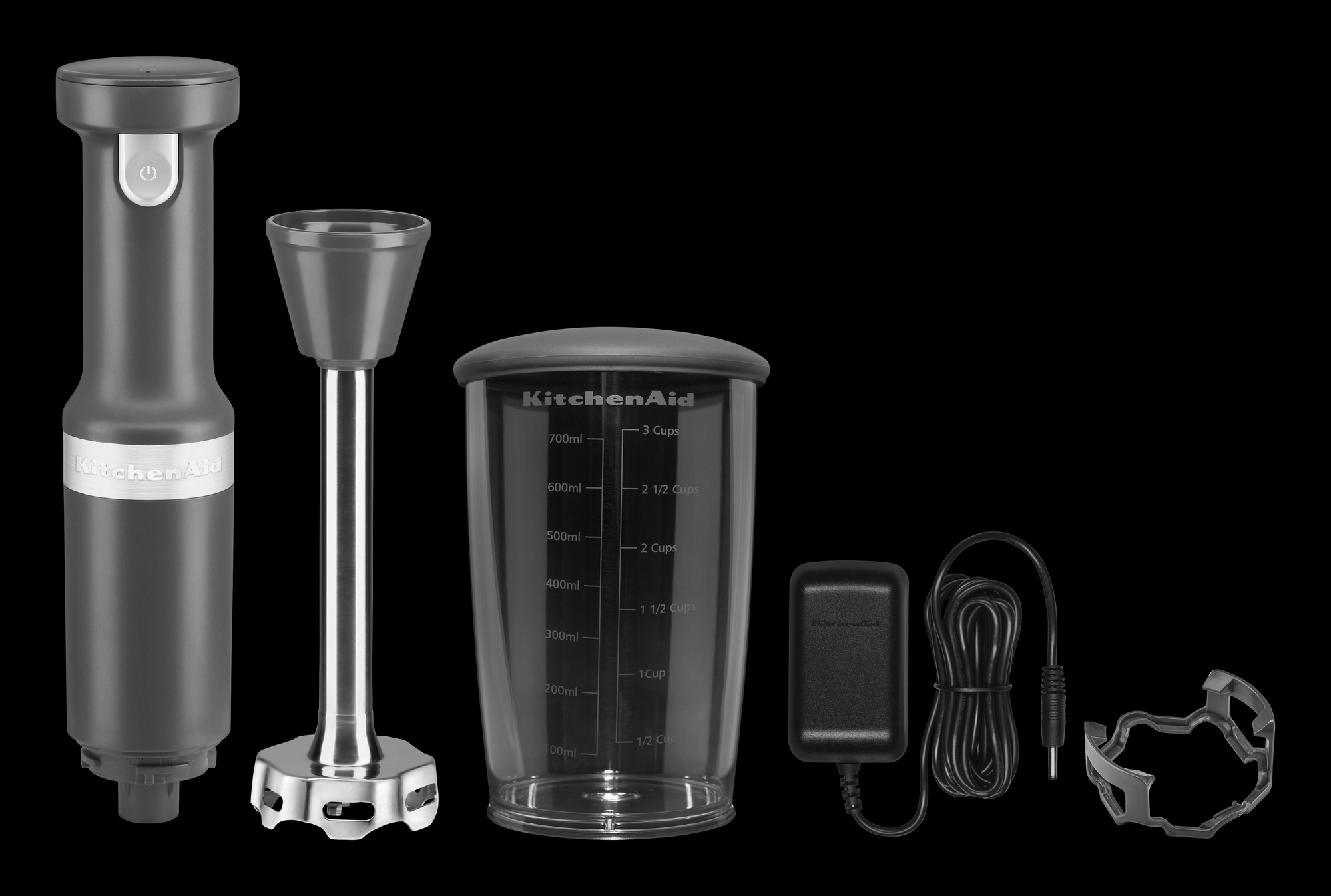 KITCHENAID 5KHBBV53EDG Cordless Stabmixer Dunkelgrau (16 Watt, 0.7 l)