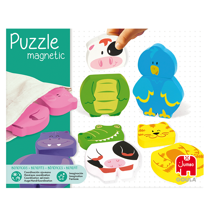 JUMBO Goula Magnetisches Holzpuzzle Mehrfarbig Kleinkindspielzeug Tiere