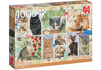 JUMBO Premium Collection Briefmarken Sammlung Katzen - 1000 Teile Puzzle Mehrfarbig
