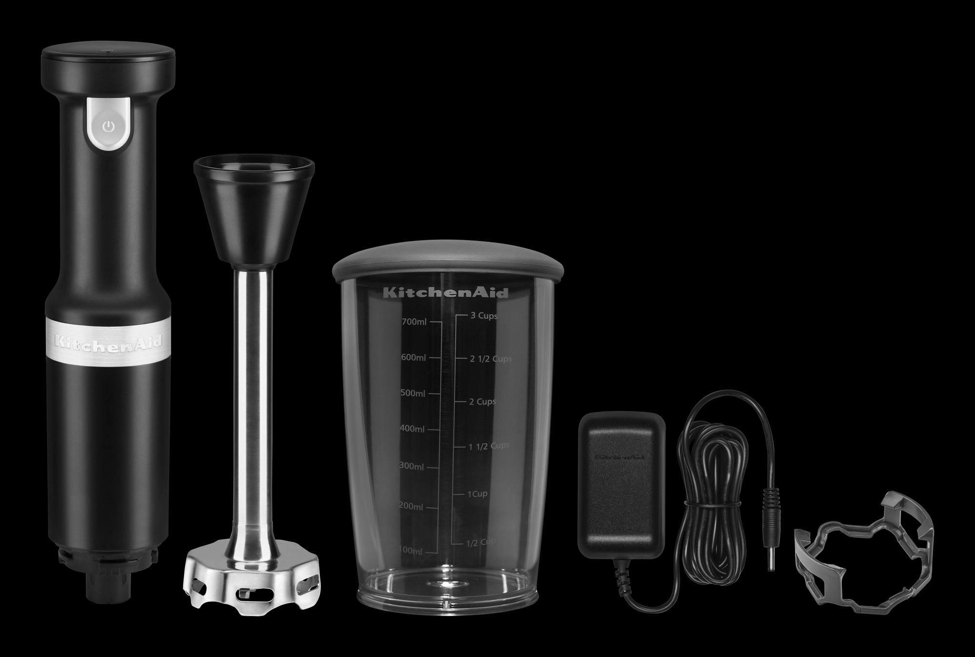 KITCHENAID 5KHBBV53EBM Cordless Stabmixer Matt Schwarz (16 Watt, 0.7 l)