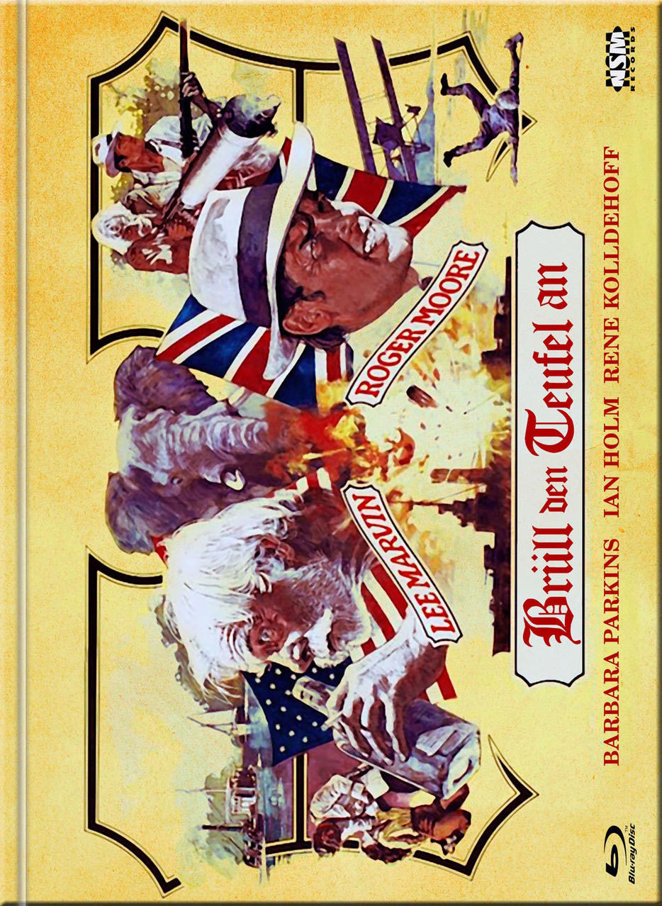 Filmposter. Alte Illustration mit Menschen und Explosionen. Text auf Deutsch.