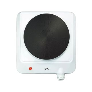 Placa portátil - OK OSP 1520 W, Inducción, 1500 W, 180 mm, 1 zona, Control mecánico, Esmaltado, Blanco