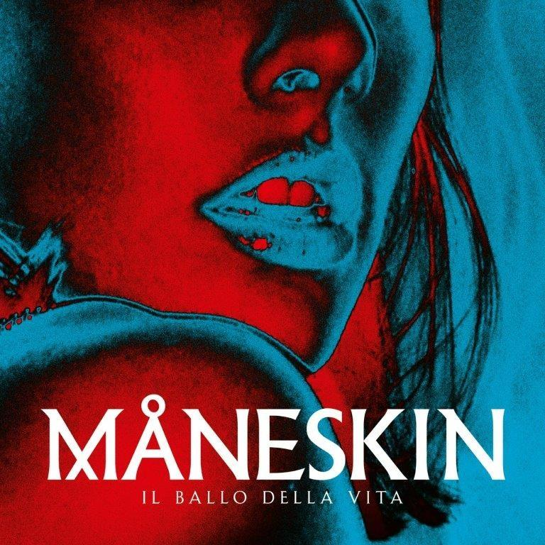 A Måneskin 'Il ballo della vita' című albumának borítója. Egy nő arca látható piros és kék tónusokkal.