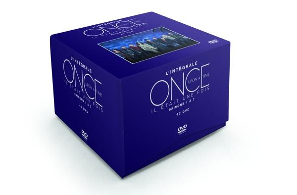 Blue box set of 'Once Upon a Time' seasons 1-7. The box has the show's title on it.