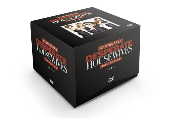 Black box set for 'Desperate Housewives' seasons 1-6, featuring cast photos. 