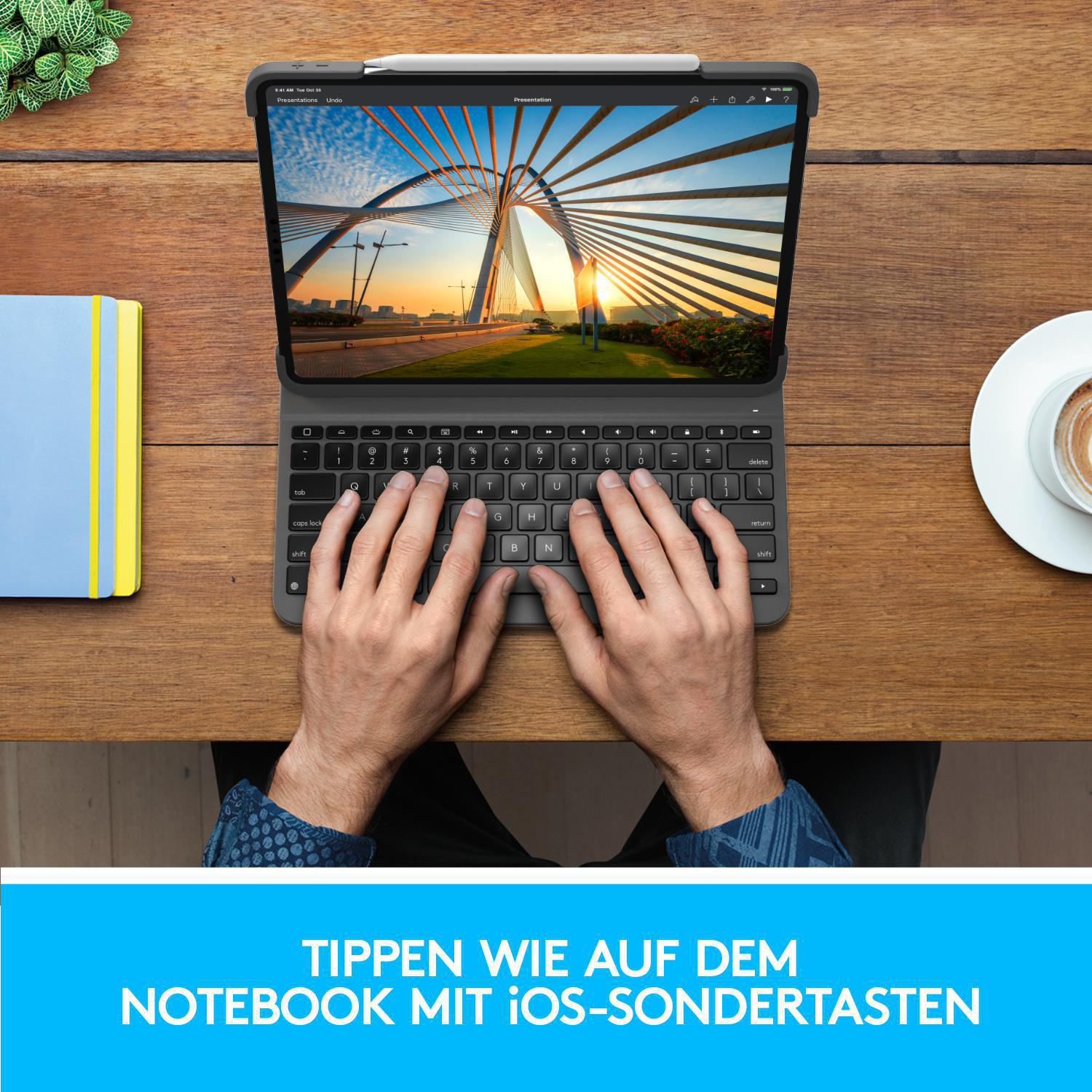 LOGITECH Slim Folio Pro für iPad Pro 11 Zoll Zoll (1., 2., 3. und 4. Generation) Tastatur-Case Grafit
