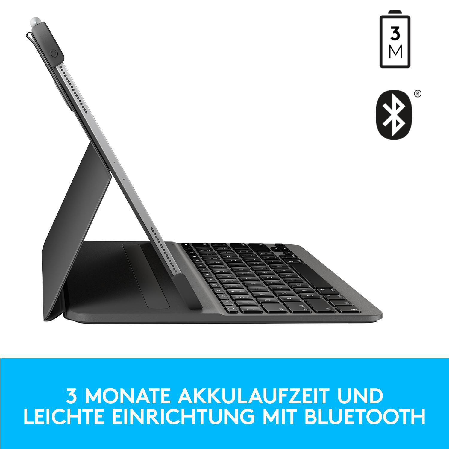 LOGITECH Slim Folio Pro für iPad Pro 11 Zoll Zoll (1., 2., 3. und 4. Generation) Tastatur-Case Grafit