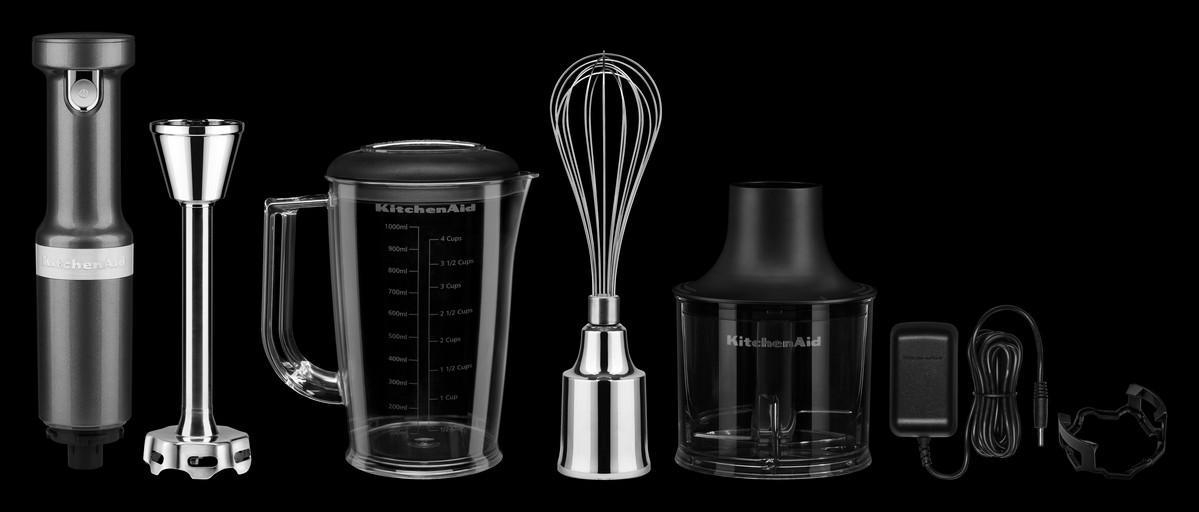 KITCHENAID 5KHBBV83EMS Cordless ARTISAN Stabmixer Medaillon Silber (16 Watt, 1 l)
