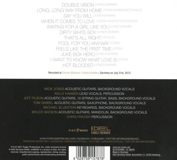 Rückseite einer CD-Hülle mit Songtiteln, Credits und einem Bandlogo.