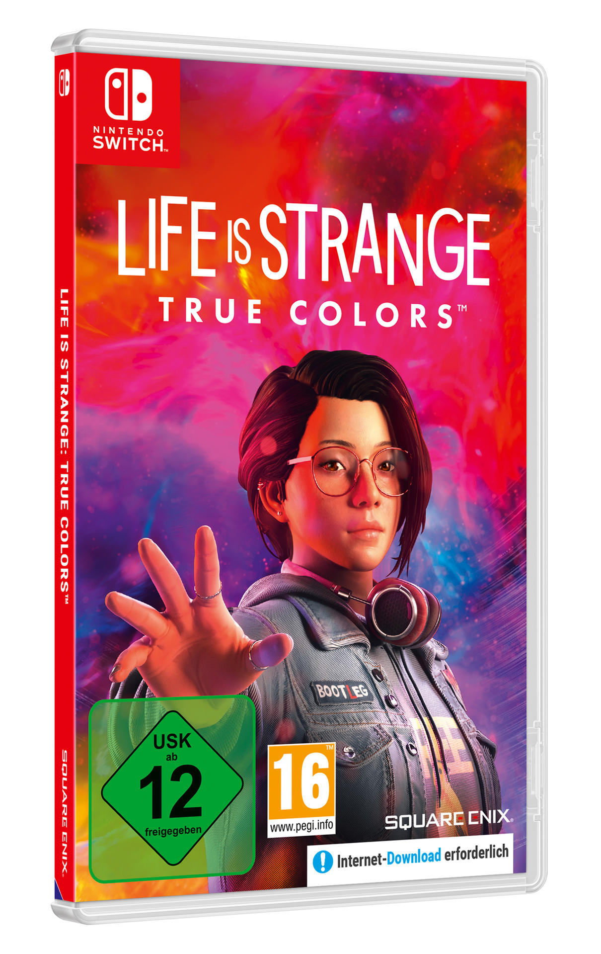 Spielbox für Life is Strange: True Colors, mit einer Frau und Spieldetails.