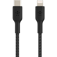 Cable USB - Belkin CAA004BT1MBK, USB-C a Lightning, Trenzado, 1 m, Negro