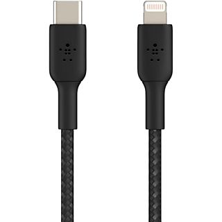 Cable USB - Belkin CAA004BT1MBK, USB-C a Lightning, Trenzado, 1 m, Negro