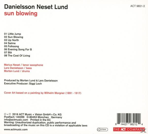 CD-Cover: Danielsson Naset Lund, Album 'sun blowing' auf weißem Hintergrund.