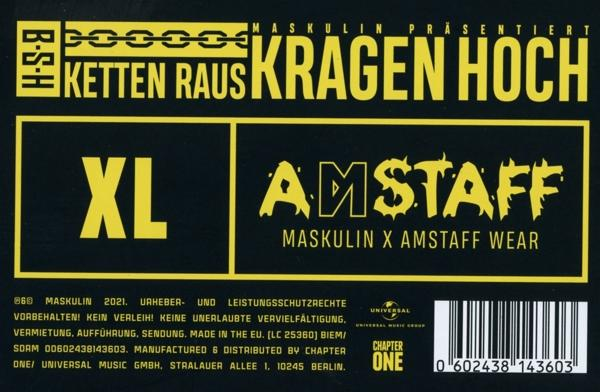 Schwarzes Albumcover mit gelbem Text, der 'Kragan Hoch' und 'Amstaff' sagt.