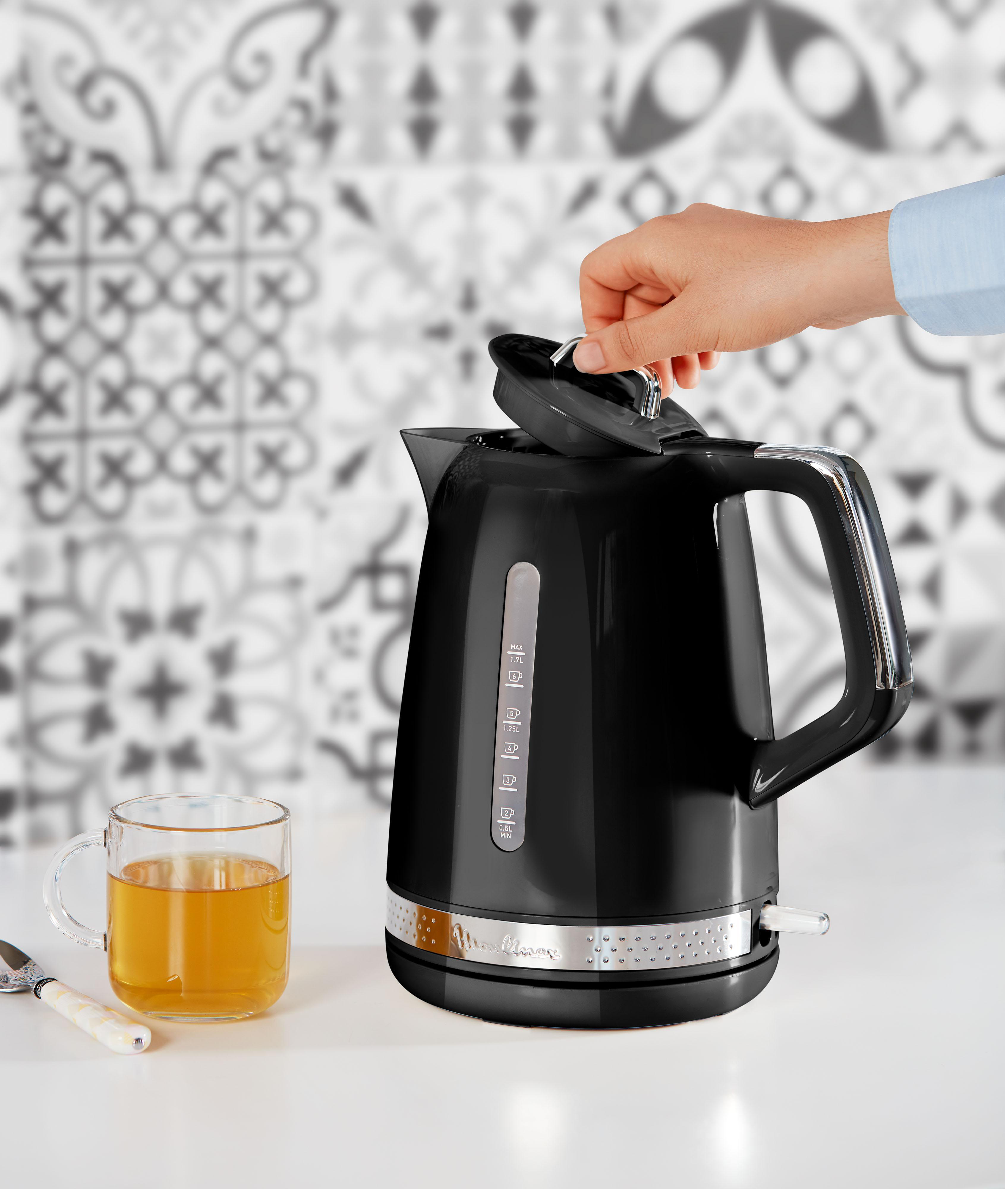 MOULINEX BY320B Soleil Wasserkocher, Schwarz/Edelstahl