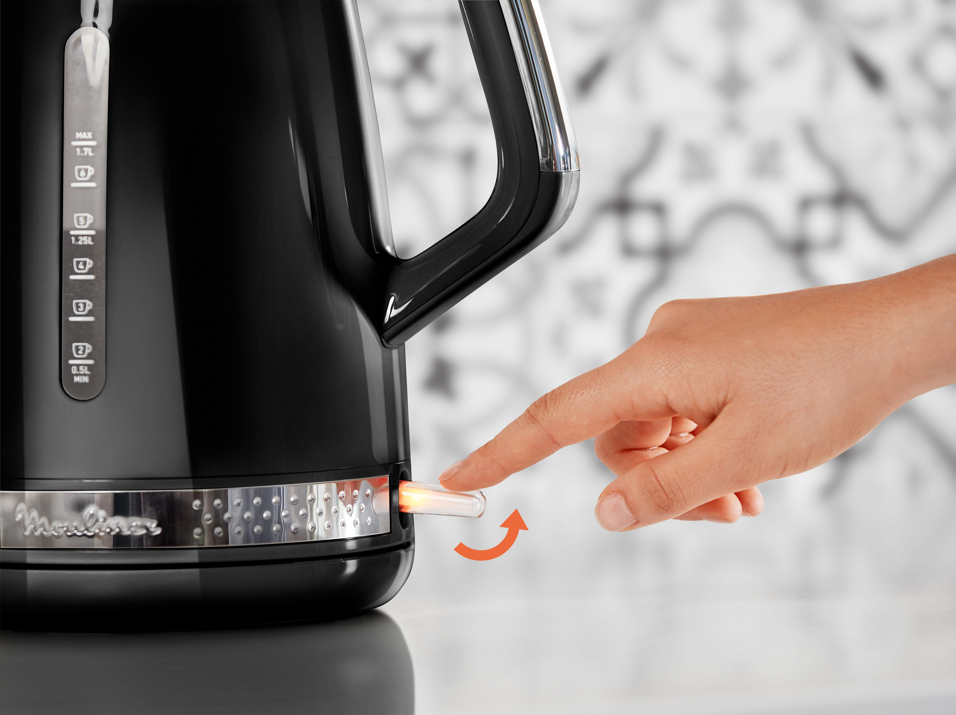 MOULINEX BY320B Soleil Wasserkocher, Schwarz/Edelstahl