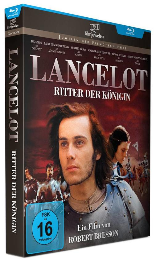 Eine DVD-Hülle für den Film Lancelot, mit einem Mann in Rüstung und einer Frau.
